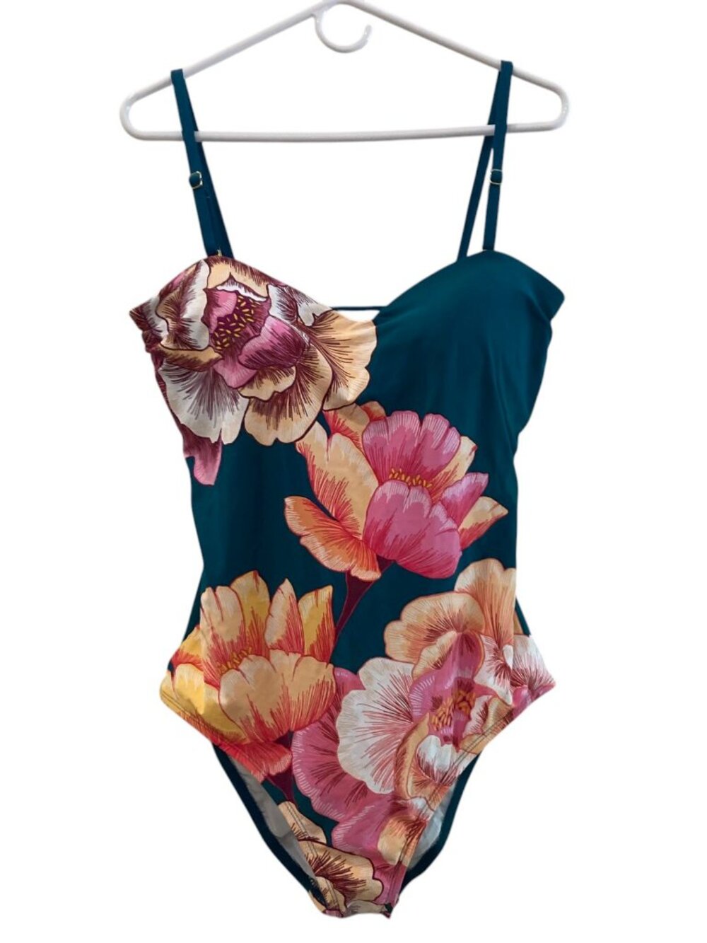 NEW Beautiful Women's APT 9 One-Piece Teal Green Floral Bathing Swim Suit Sz XL